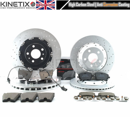 FOR AUDI RS4 B7 (06-08) DRILLED FRONT REAR BRAKE DISCS BREMBO PADS 365mm 324mm