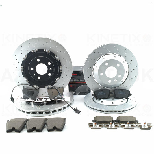 FOR AUDI RS4 B7 (2006-2008) CROSS DRILLED FRONT REAR BRAKE DISCS BREMBO PADS 365mm 324mm