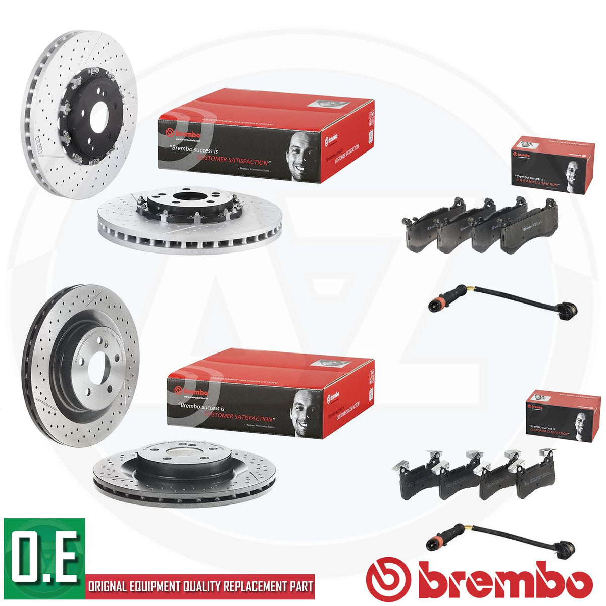 FOR MERCEDES C63 C63S E63 CLS63 AMG BREMBO FRONT REAR BRAKE DISCS PADS SENSORS