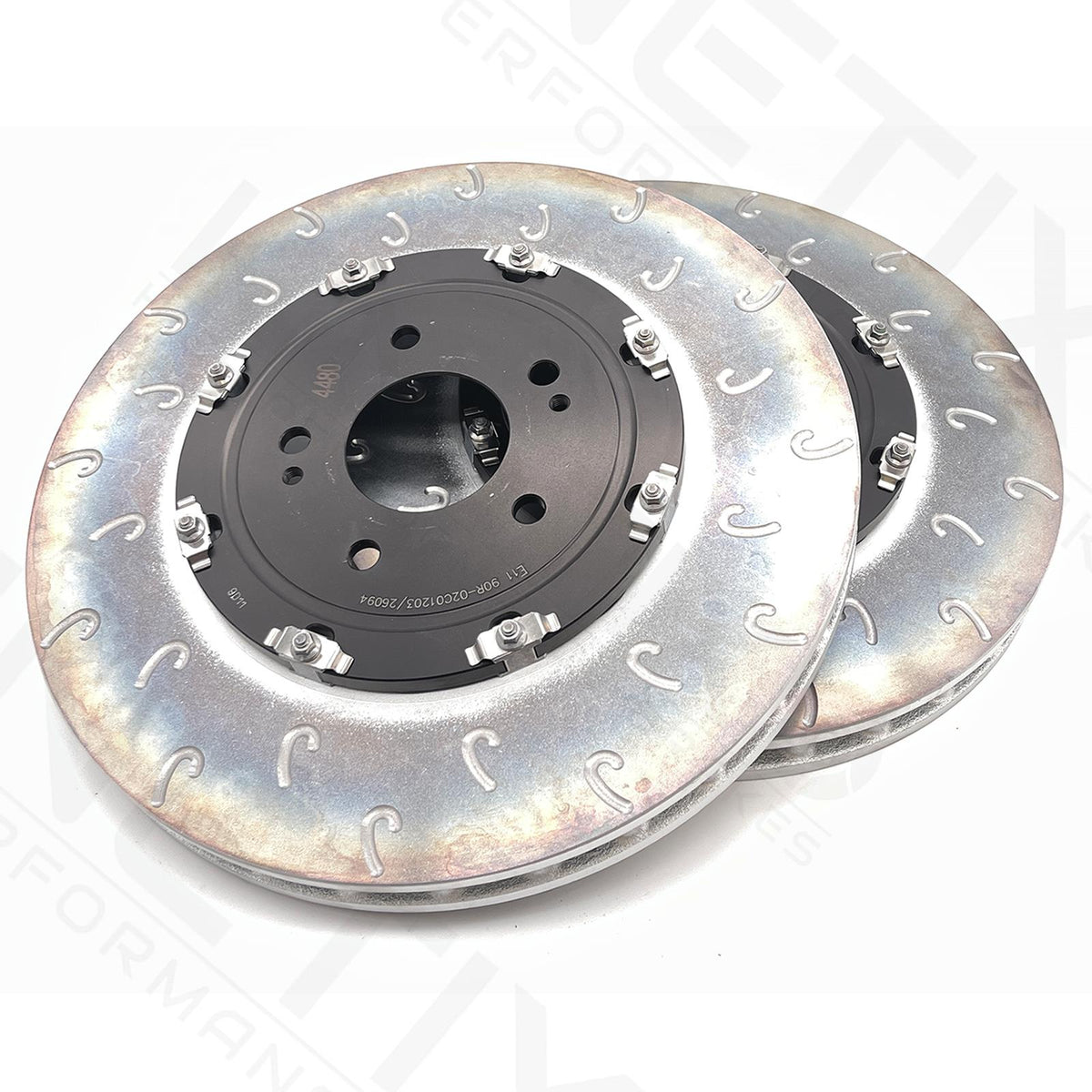 FOR MITSUBISHI LANCER EVO X 10 GROOVED 2 PIECE FLOATING FRONT BRAKE DISCS