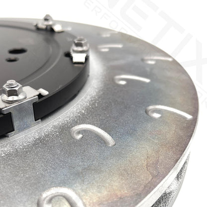 FOR MITSUBISHI LANCER EVO X 10 GROOVED 2 PIECE FLOATING FRONT BRAKE DISCS