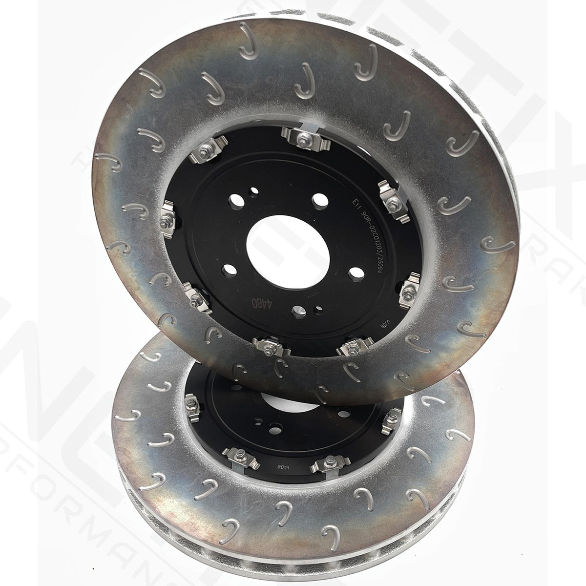 FOR MITSUBISHI LANCER EVO X 10 GROOVED 2 PIECE FLOATING FRONT BRAKE DISCS