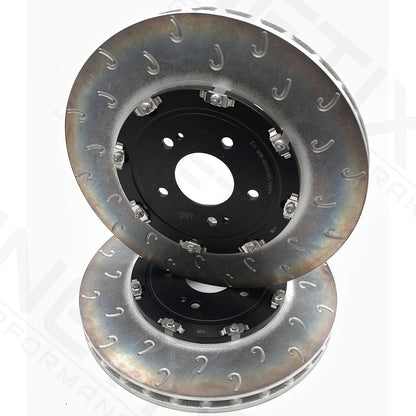 FOR MITSUBISHI LANCER EVO X 10 GROOVED 2 PIECE FLOATING FRONT BRAKE DISCS
