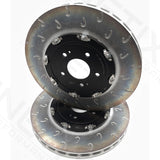 FOR MITSUBISHI LANCER EVO X 10 GROOVED 2 PIECE FRONT BRAKE DISCS PAIR 350mm