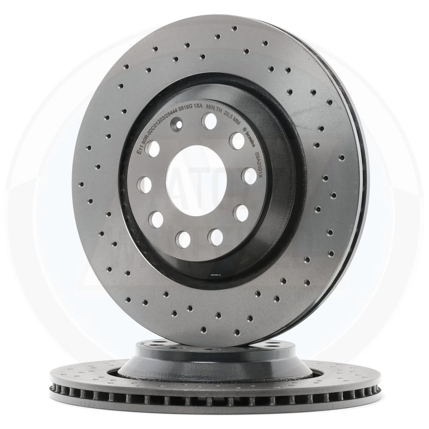 FOR AUDI SEAT SKODA VW REAR BREMBO Xtra DRILLED PERFORMANCE BRAKE DISCS 310mm