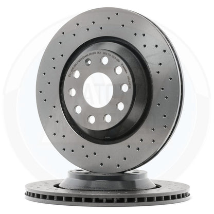 FOR AUDI SEAT SKODA VW REAR BREMBO Xtra DRILLED PERFORMANCE BRAKE DISCS 310mm
