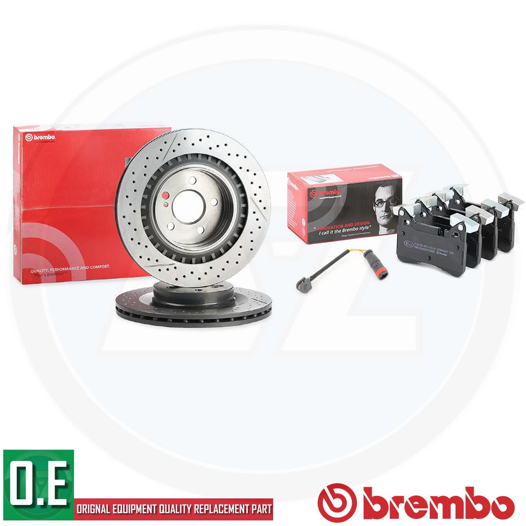 FIT MERCEDES C63 AMG (204) 2008-2014 BREMBO REAR BRAKE DISCS PADS SENSOR 330mm