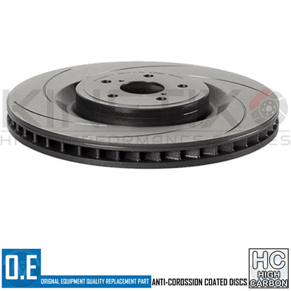 FOR LEXUS RCF GSF 5.0 V8 HIGH CARBON FRONT CROSS GROOVED BRAKE DISCS PAIR 2014-