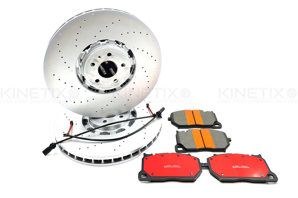 FOR AUDI RS6 (C8) DRILLED FRONT BRAKE DISCS PADS SENSORS 420mm 4K0615301 Q/R/S