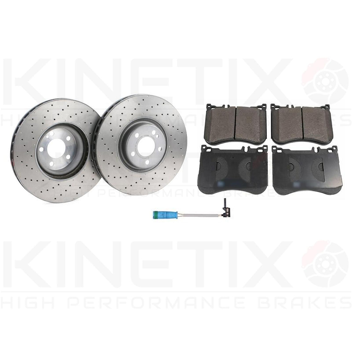 FOR MERCEDES EQC 400 AMG DRILLED FRONT BRAKE DISCS PADS SENSOR 360mm