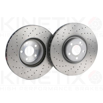 FOR MERCEDES E43 E300 E350 E400 E450 AMG DRILLED FRONT BRAKE DISCS PADS SENSOR