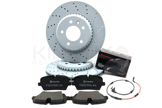 FOR LAND ROVER DEFENDER D200 DRILLED REAR BRAKE DISCS BREMBO PADS SENSOR 325mm