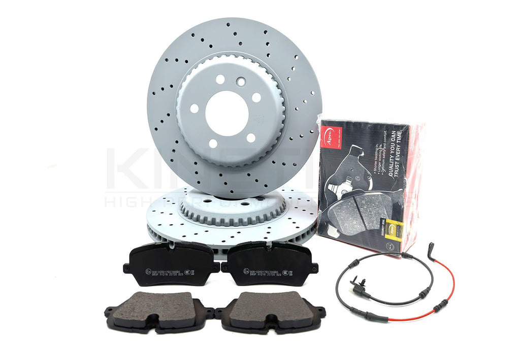 FOR LAND ROVER DEFENDER P400e DRILLED REAR BRAKE DISCS PADS WEAR SENSOR 325mm