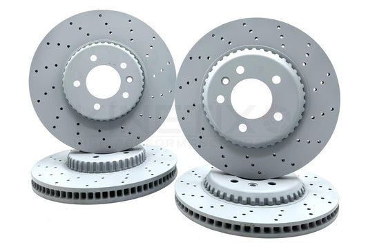FOR LAND ROVER DEFENDER P400 DRILLED FRONT REAR BRAKE DISCS 349mm 325mm