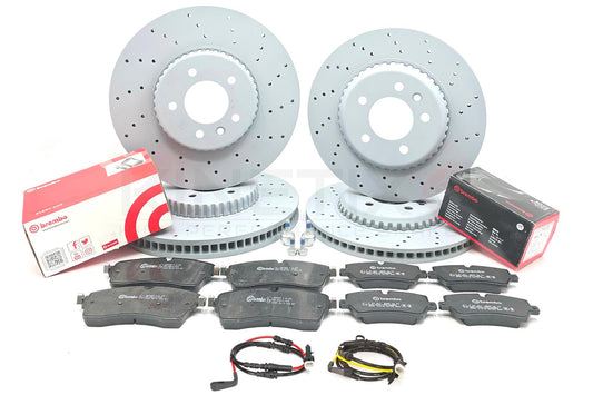 FOR LAND ROVER DEFENDER D300 FRONT REAR BRAKE DISCS BREMBO PADS SENSORS DRILLED