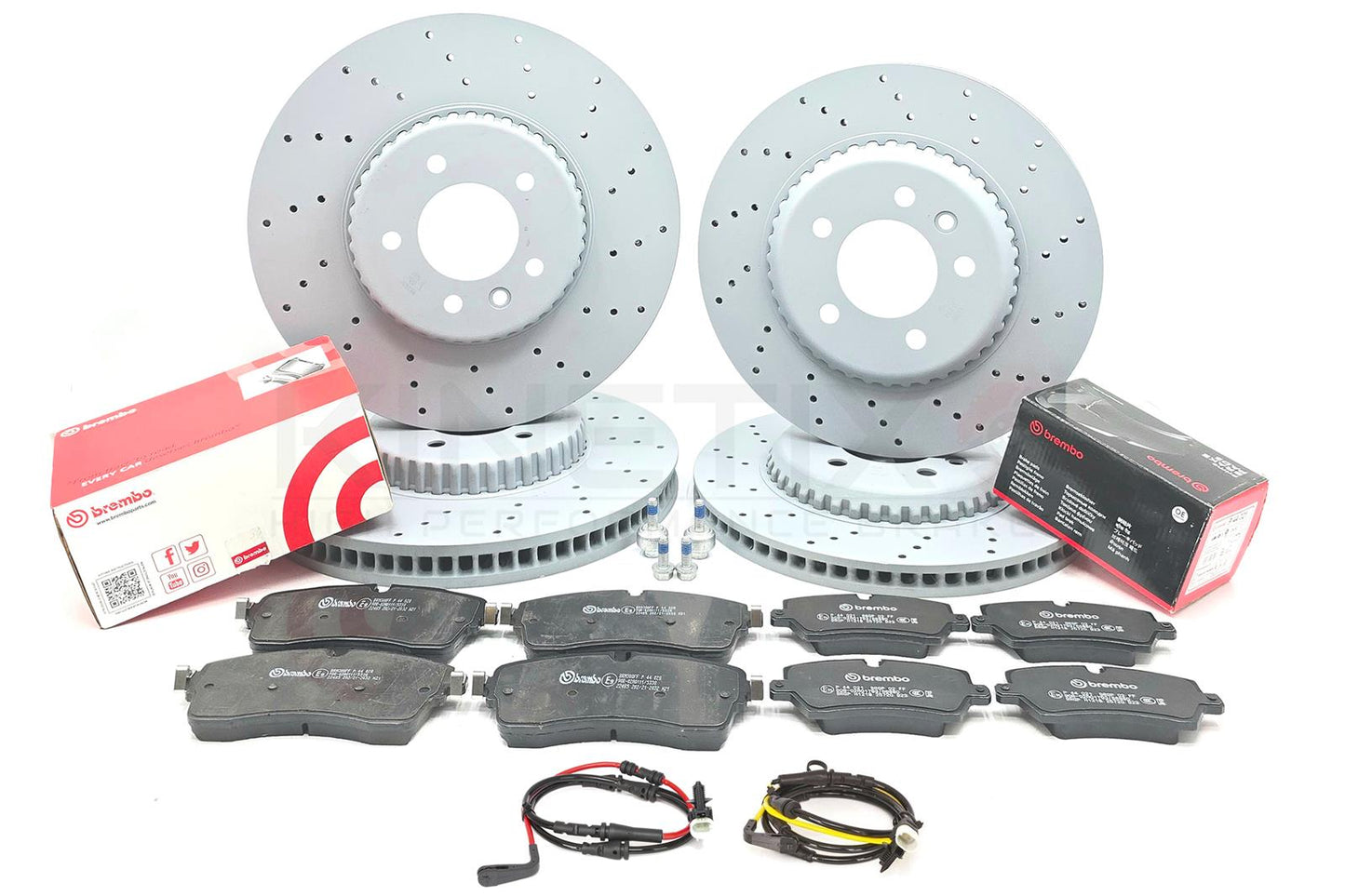 FOR LAND ROVER DEFENDER P300 FRONT REAR BRAKE DISCS BREMBO PADS SENSORS DRILLED