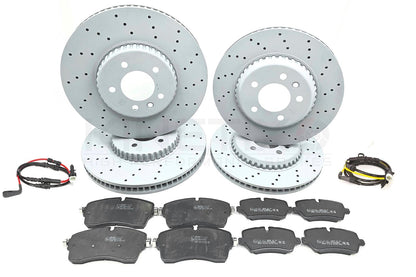 FOR LAND ROVER DEFENDER P400 DRILLED FRONT REAR BRAKE DISCS PADS WEAR SENSORS