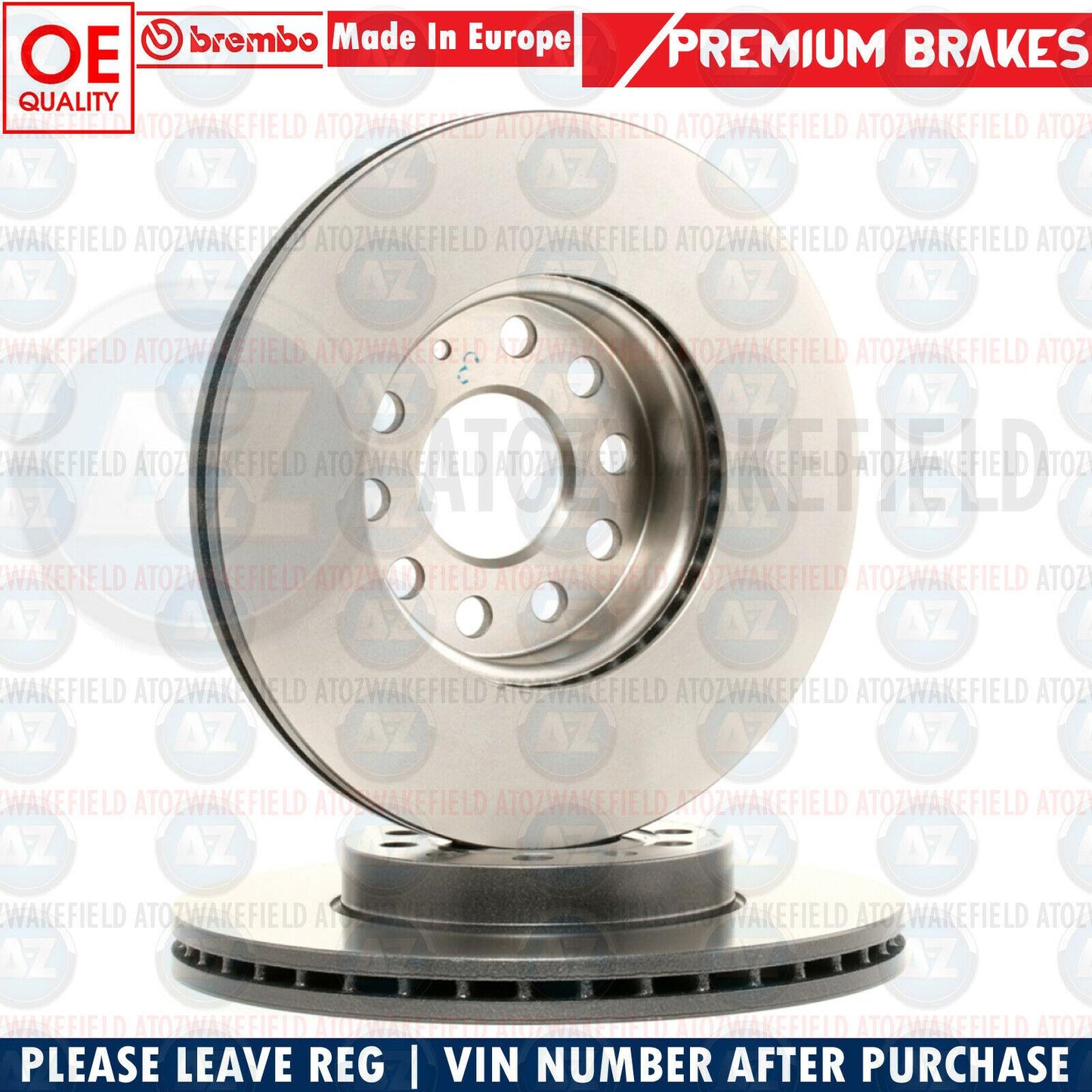 FOR VW CADDY 2.0 TDi HIGHLINE FRONT GENUINE BREMBO BRAKE DISCS PAIR 288mm