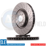 FOR AUDI S3 8V VW GOLF R MK7 FRONT DRILLED BREMBO XTRA BRAKE DISCS PAIR 340mm