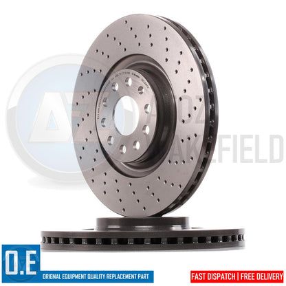 FOR AUDI S3 8V VW GOLF R MK7 FRONT DRILLED BREMBO XTRA BRAKE DISCS PAIR 340mm
