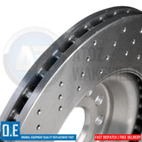 FOR AUDI S3 8V VW GOLF R MK7 FRONT DRILLED BREMBO XTRA BRAKE DISCS PAIR 340mm