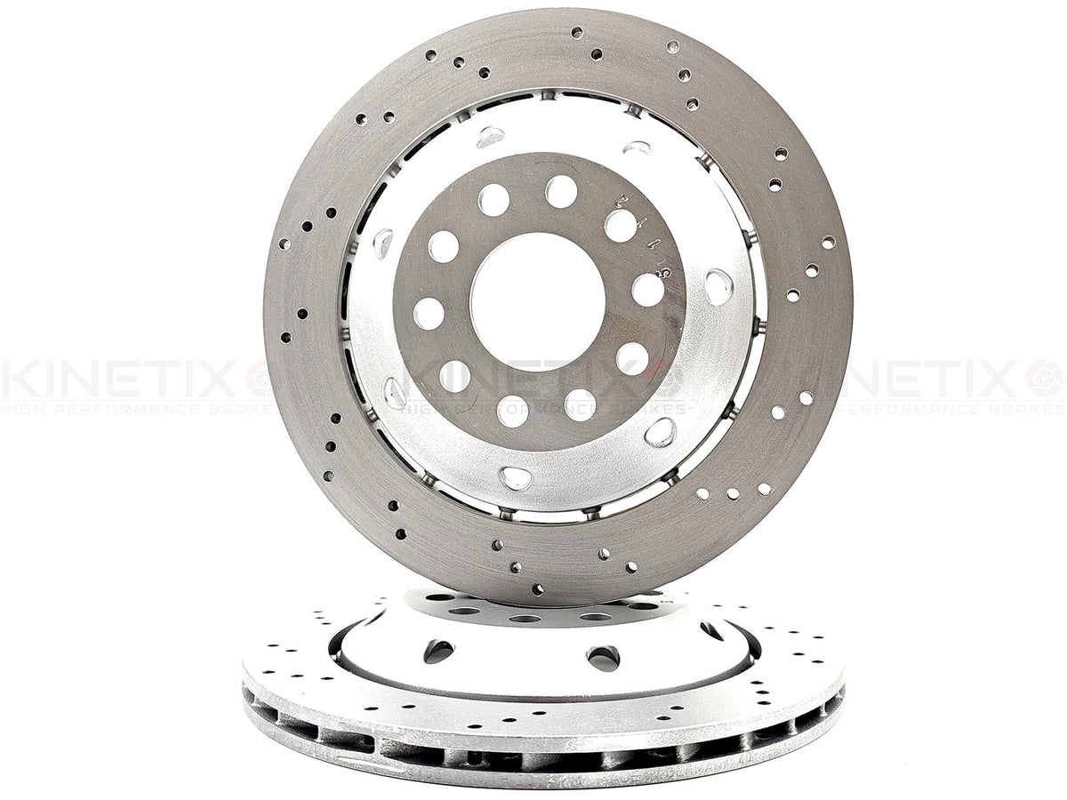 FOR AUDI RS4 (B5) 2000-2001 REAR LEFT RIGHT CROSS DRILLED BRAKE DISCS PADS 312mm
