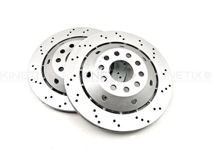 FOR AUDI RS4 (B5) 2000-2001 REAR LEFT RIGHT CROSS DRILLED BRAKE DISCS PADS 312mm