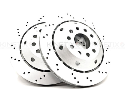 FOR AUDI RS4 (B5) 2000-2001 REAR LEFT RIGHT CROSS DRILLED BRAKE DISCS PADS 312mm