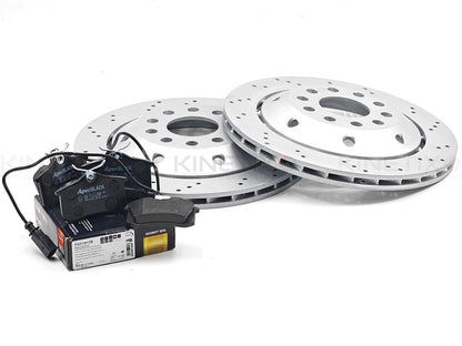 FOR AUDI RS4 (B5) 2000-2001 REAR LEFT RIGHT CROSS DRILLED BRAKE DISCS PADS 312mm