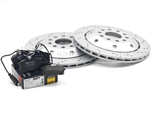 FOR AUDI RS4 (B5) 2000-2001 REAR LEFT RIGHT CROSS DRILLED BRAKE DISCS PADS 312mm