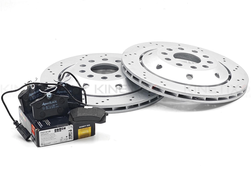 FOR AUDI RS4 (B5) 2000-2001 REAR LEFT RIGHT CROSS DRILLED BRAKE DISCS PADS 312mm