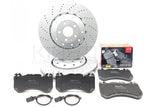 FOR AUDI RS6 RS7 13-18 FRONT DRILLED BRAKE DISCS APEC PADS WEAR SENSORS 390mm