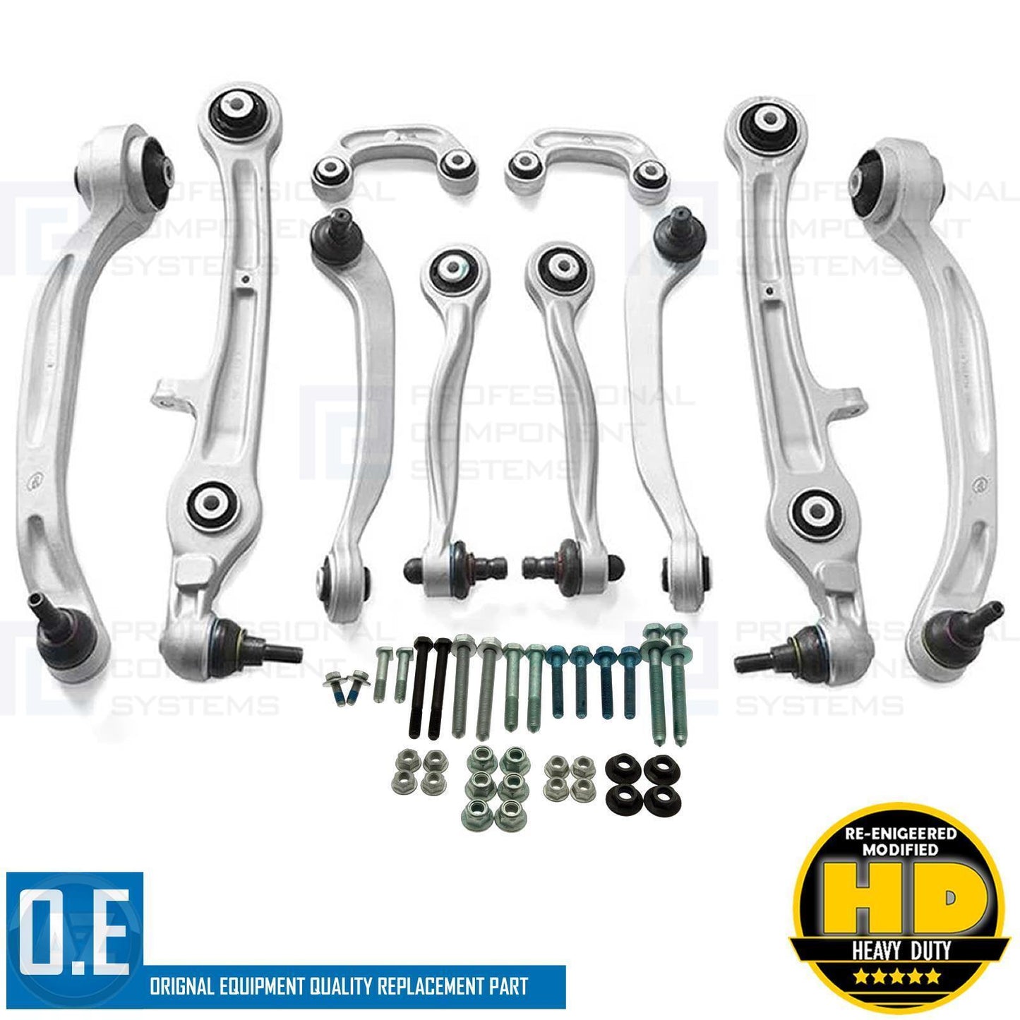 FOR AUDI A8 VW PHAETON FRONT UPPER LOWER SUSPENSION WISHBONE ARMS DROP LINKS KIT