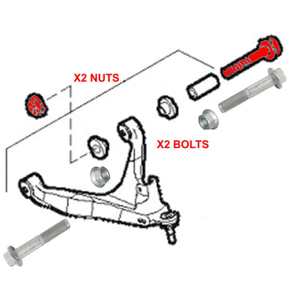 FOR IVECO DAILY 2014- FRONT BOTTOM LOWER SUSPENSION WISHBONE ARM 2 NUTS 2 BOLTS