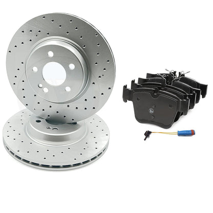 FOR MERCEDES CLS53 E53 E400 E450 AMG REAR BRAKE DISCS TEXTAR PADS SENSOR 360MM