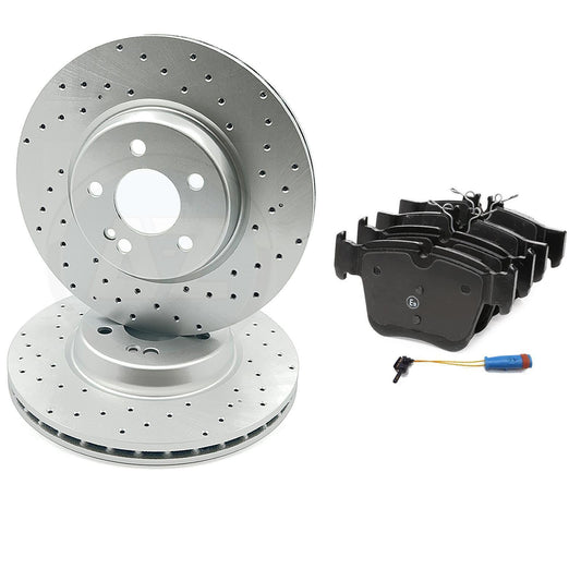 FOR MERCEDES CLS53 E53 E400 E450 AMG REAR BRAKE DISCS TEXTAR PADS SENSOR 360MM