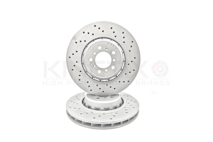 FOR BMW M4 F82 FRONT LEFT RIGHT DRILLED BRAKE DISCS TEXTAR PADS + SENSOR 380mm