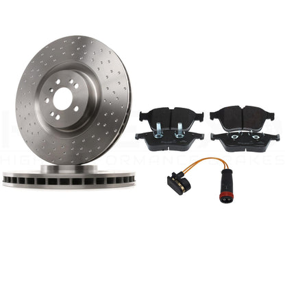 FOR MERCEDES R63 AMG 2006-2010 FRONT DIMPLED SLOTTED BRAKE DISCS PADS 390mm