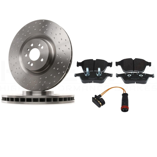FOR MERCEDES R63 AMG 2006-2010 FRONT DIMPLED SLOTTED BRAKE DISCS PADS 390mm