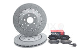 FOR AUDI RS6 C6 V10 08-10 DRILLED REAR BRAKE DISCS PADS WEAR SENSOR 4F0615601H