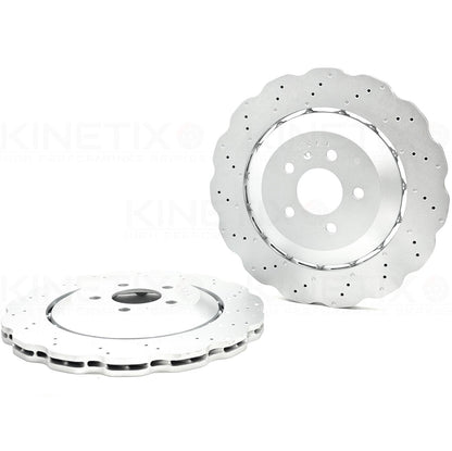 FOR AUDI RS7 -2018 REAR DRILED PERFORMANCE WAVEY BRAKE DISCS PAIR 356mm NEW