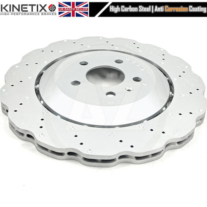FOR AUDI RS7 -2018 REAR DRILED PERFORMANCE WAVEY BRAKE DISCS PAIR 356mm NEW