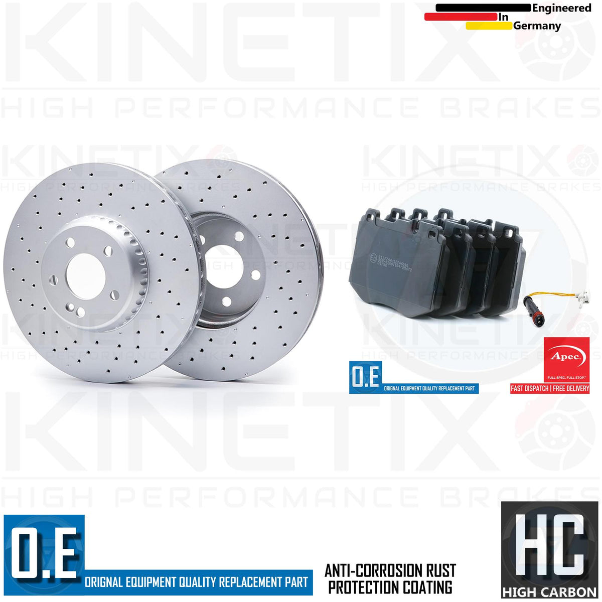 FOR MERCEDES C/E CLASS CLS GLC DRILLED FRONT BRAKE DISCS PADS WEAR SENSOR 342mm