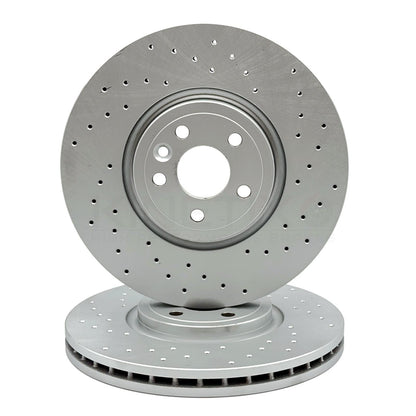 FOR JAGUAR XF 2.0 D200 R-DYNAMIC CROSS DRILLED FRONT BRAKE DISCS PAIR 350mm 18"