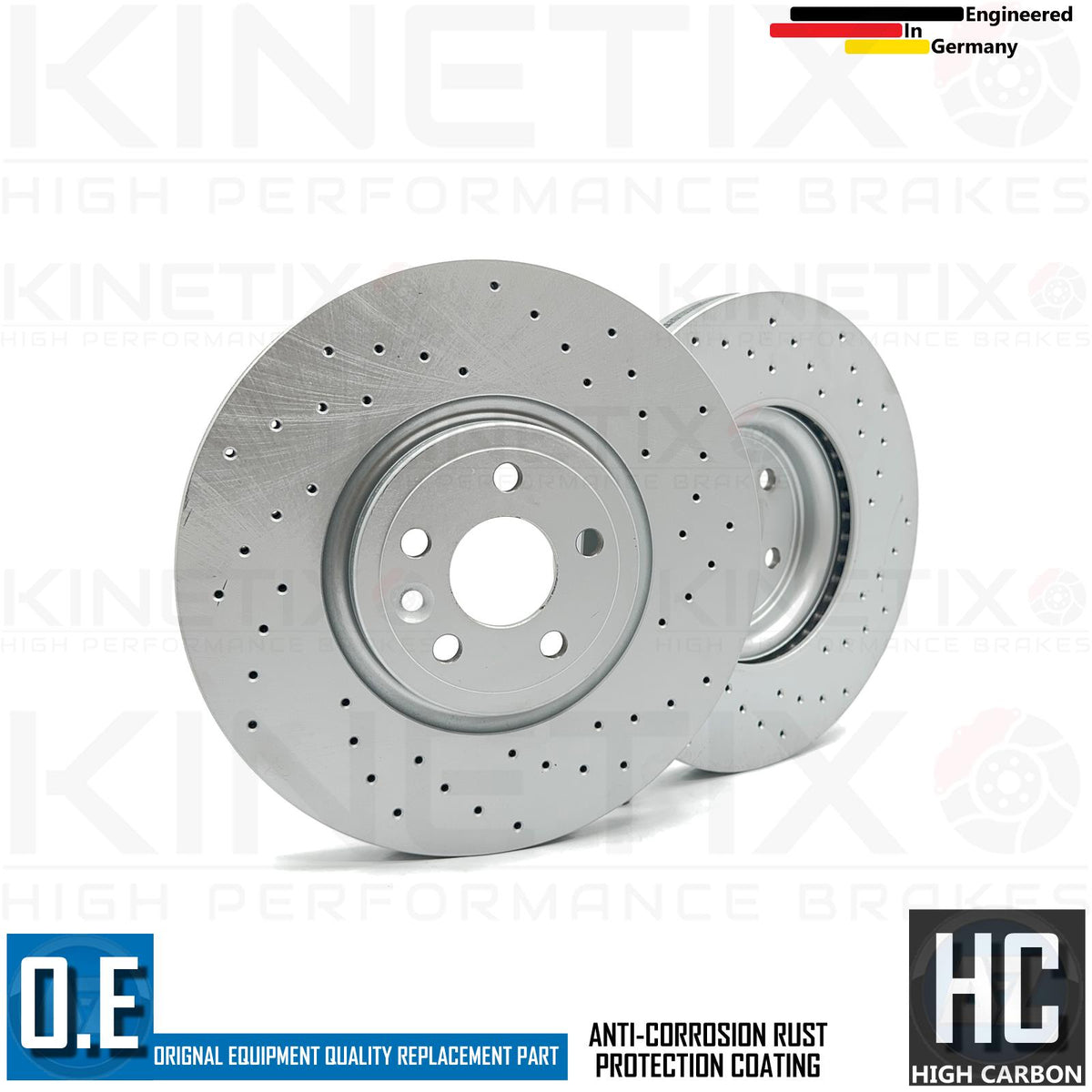 FOR JAGUAR XF 2.0 R SPORT CROSS DRILLED FRONT BRAKE DISCS PAIR 350mm (18" RIMS)