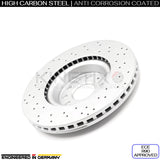 FOR AUDI 2.0 TTS QUATTRO 2014- CROSS DRILLED FRONT BRAKE DISCS PAIR 340mm COATED