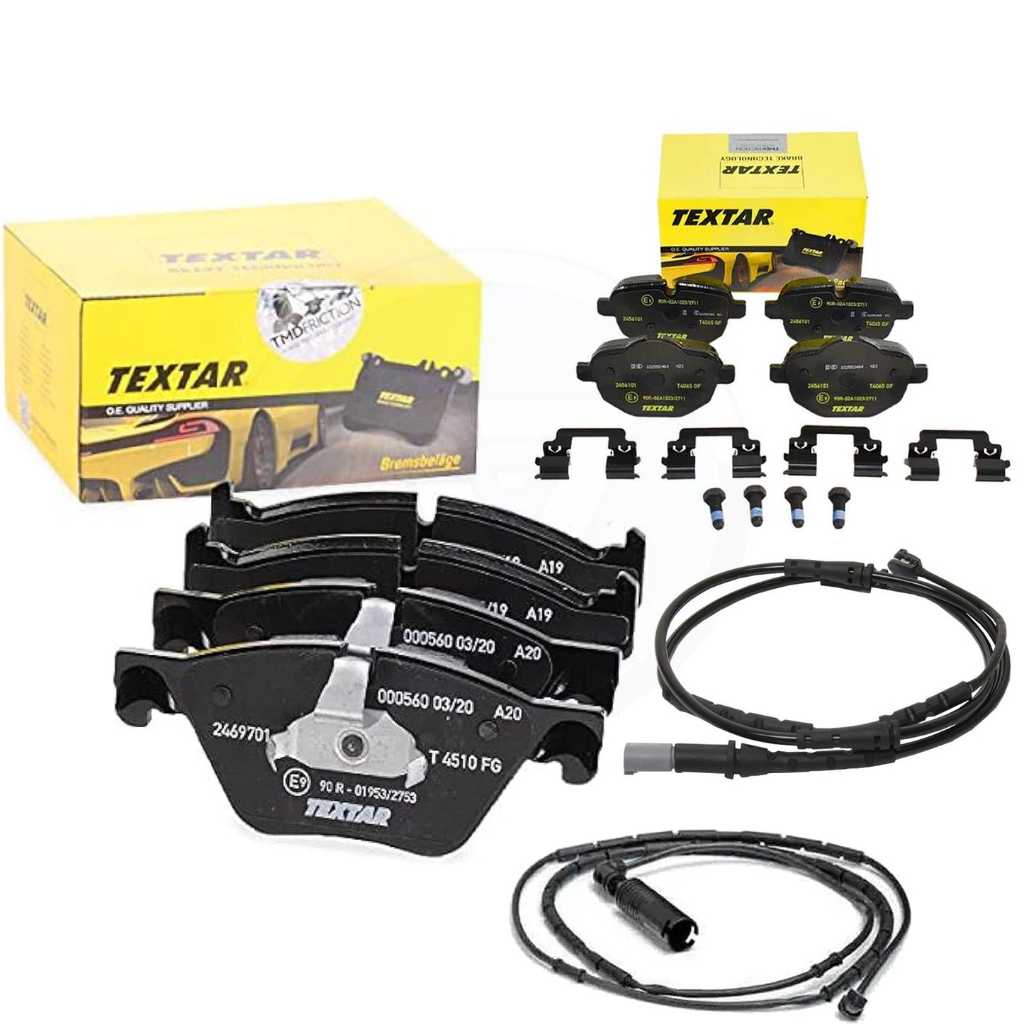 FOR BMW 518d 520d 525d 528i F10 F11 TEXTAR FRONT REAR BRAKE PADS WEAR SENSORS