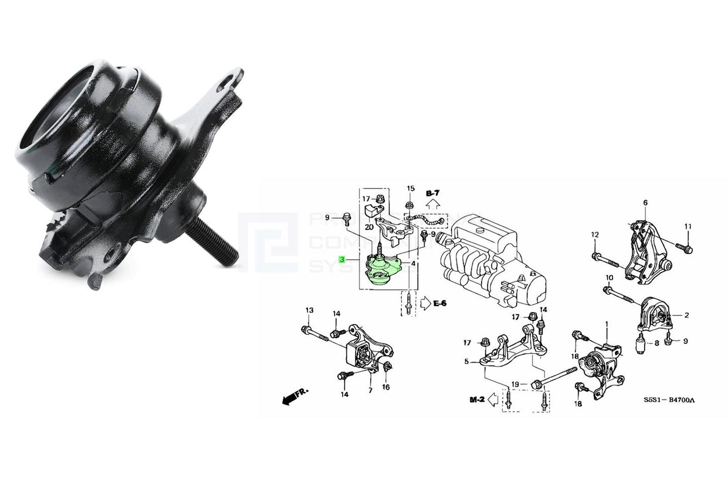 RIGHT SIDE ENGINE MOUNTING MOUNT FOR HONDA CIVIC EP EU EV F-RV FRV  BE 1.7 CDTi