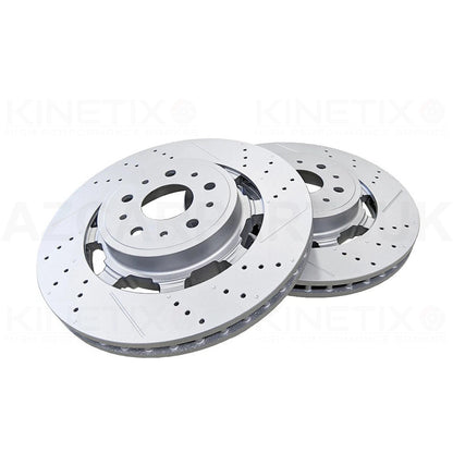 FOR MASERATI GRANTURISMO GRANCABRIO 4.7 V8 4.7 S FRONT REAR BRAKE DISCS PAIR 360mm 330mm KINETIX 257141 | 221253 | 228411