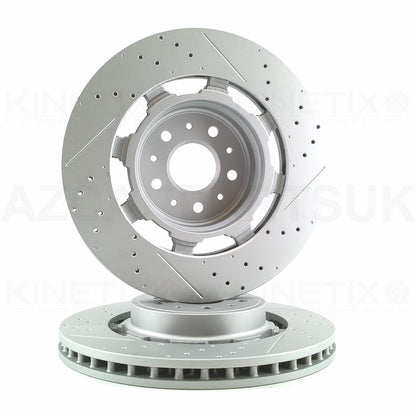 FOR MASERATI GRANTURISMO GRANCABRIO 4.7 V8 4.7 S FRONT REAR BRAKE DISCS PAIR 360mm 330mm KINETIX 257141 | 221253 | 228411